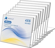8 pack Acrylic Sign Holder 4 x 6 Inches,Clear Plastic Sign Holder Paper Photo...