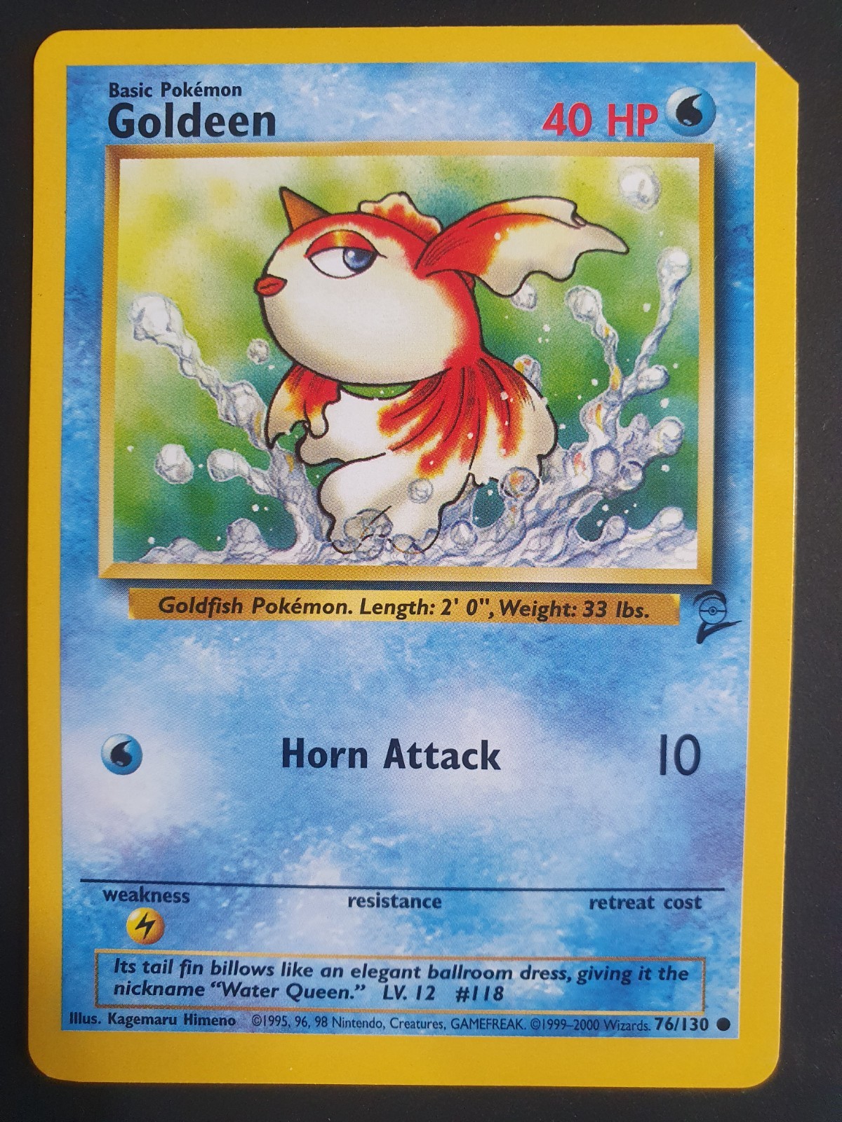 Goldeen 76/130 - Base Set 2 - Pokemon Card - Lightly Played - Factory Miscut