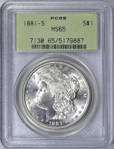 1881-S MORGAN SILVER DOLLAR PCGS MS65 OGH