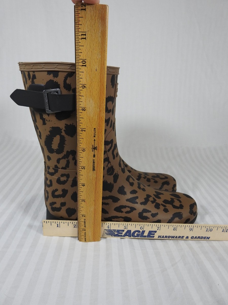 Women's Hunter Short Cheetah Print Rubber Rain Boots, Size 8