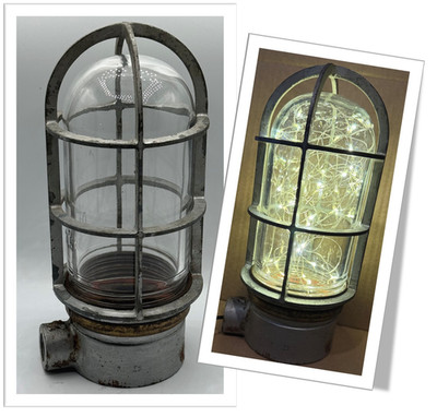 Vintage Industrial Explosion Proof Glass Light Housing V.V. Fittings Co / R&S Co