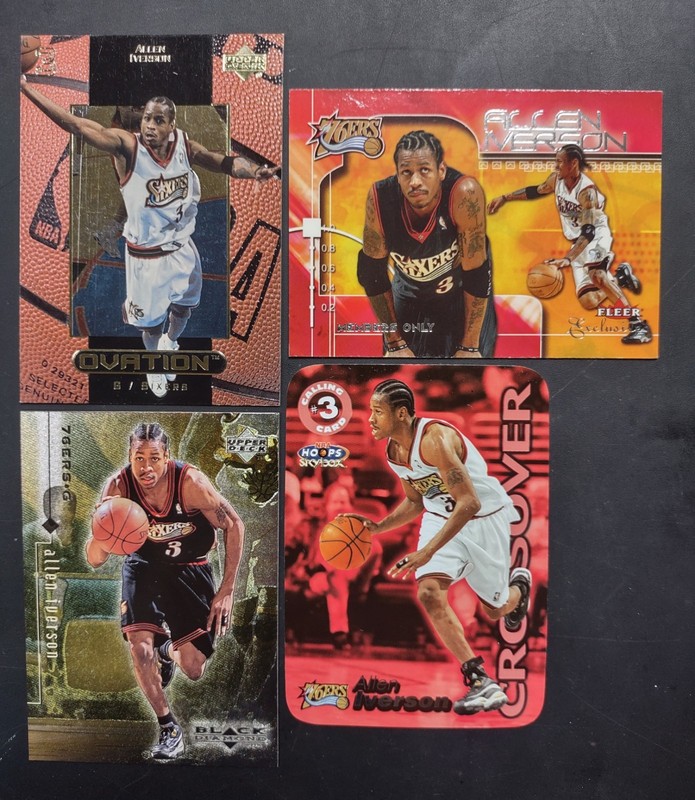 🔥Allen Iverson 4 Card Lot Upper Deck Ovation & Black Diamond + Fleer & Hoope