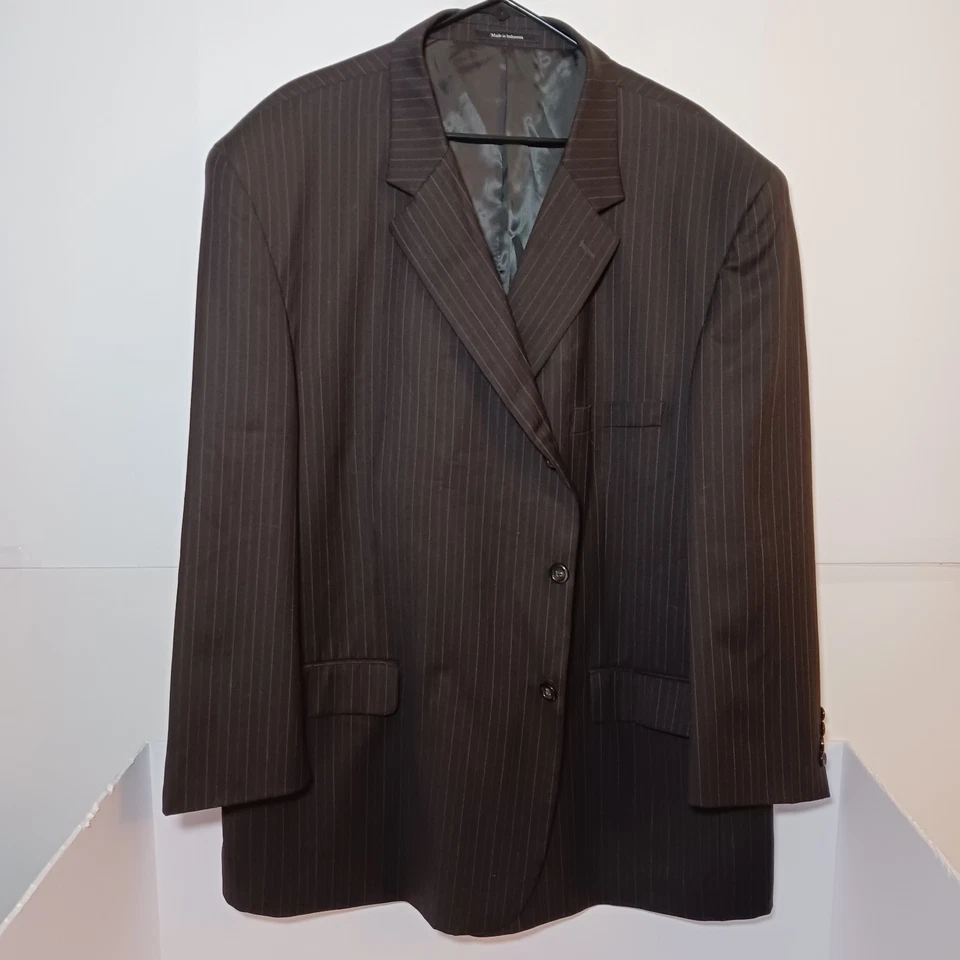 Pronto Uomo 2 Piezas Negro Rayas 100% Lana Traje Chaqueta Pantalones Para Hombre Talla 56R 52X27 Foto 2 de 4