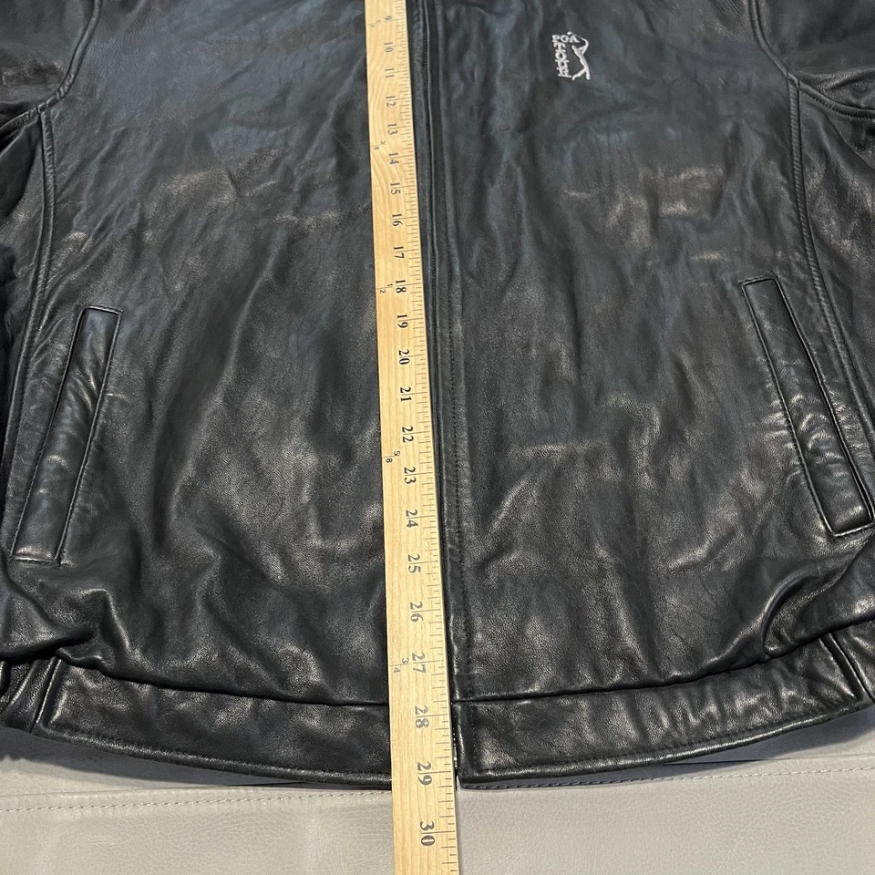 Abrigo Chaqueta de Golf PGA Tour Hombres Negro Suave Guijarro Hombres Cuero Tostado Cremallera-XL-B3-1 Foto 3 de 4