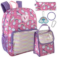 Girls  16.5-Inch Unicorn Backpack Bundle: Lunch Bag, Pencil Case  Accessories