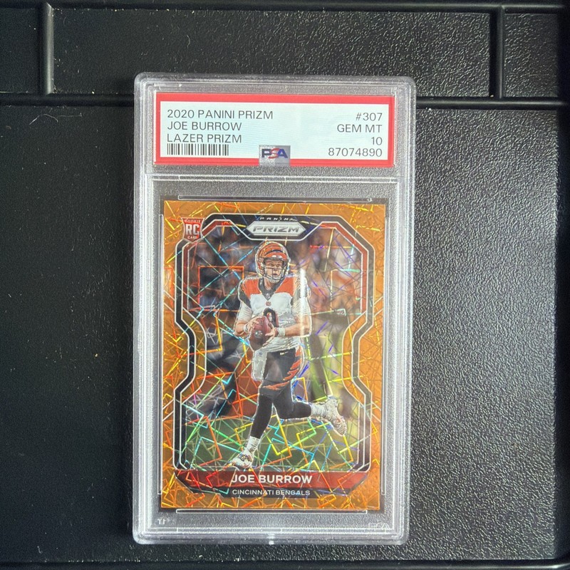 Joe Burrow 2020 Panini Prizm Orange Lazer Prizm #307 RC Rookie PSA 10 GEM MINT