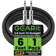 GEARit Professional Speaker Cable 6ft 12AWG Pure Copper 1/4 6 Feet, Black