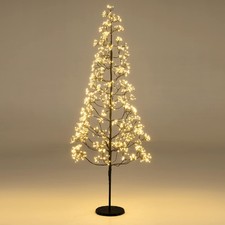 6 FT Lighted Alpine Tree w/1500 White LED Lights, Weighted Base for Christmas