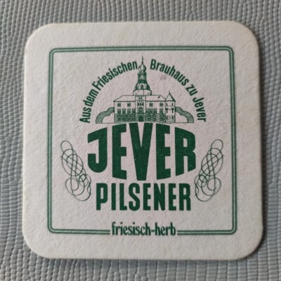 Schöner, alter Bierdeckel 1980er - Jever Pilsener, Statsraad Lehmkuhl Bark  B4e