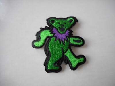Grateful Dead - Dancing Bear Embroidered Iron On Patch 2'' X 2'' - GREEN