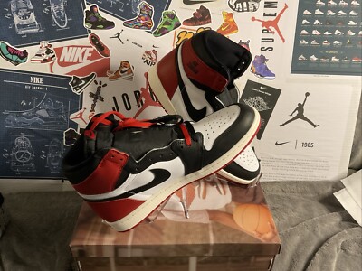 Size 13 - Air Jordan 1 Retro OG High Black Toe Reimagined | eBay