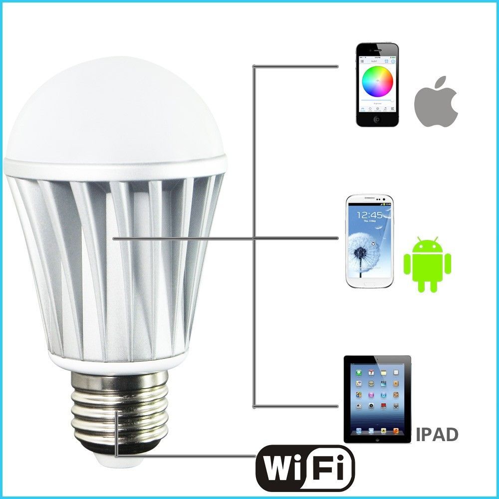 Ampoule LED RGBW connectée WiFi changez de couleur via smartphone 10W
