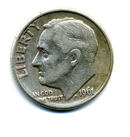 1961 D Roosevelt Dime US 10 Cent U.S America SILVER UNITED STATES 10c Coin #7831