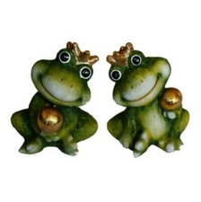 Dekofigur Frosch  12 cm, Tischdeko Kröten Frösche Tiere Froschkönig mit Kugel