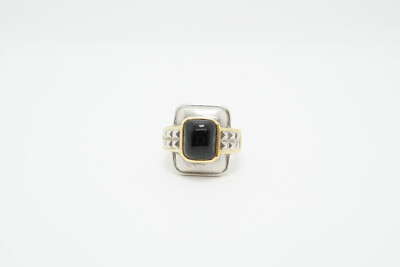 OTC Sterling Silber 18K Gold Onyx Ring, Größe 7