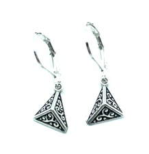 Brighton Astrid Pyramids Triangles Petite Deco Silver Scrollwork Custom Earrings