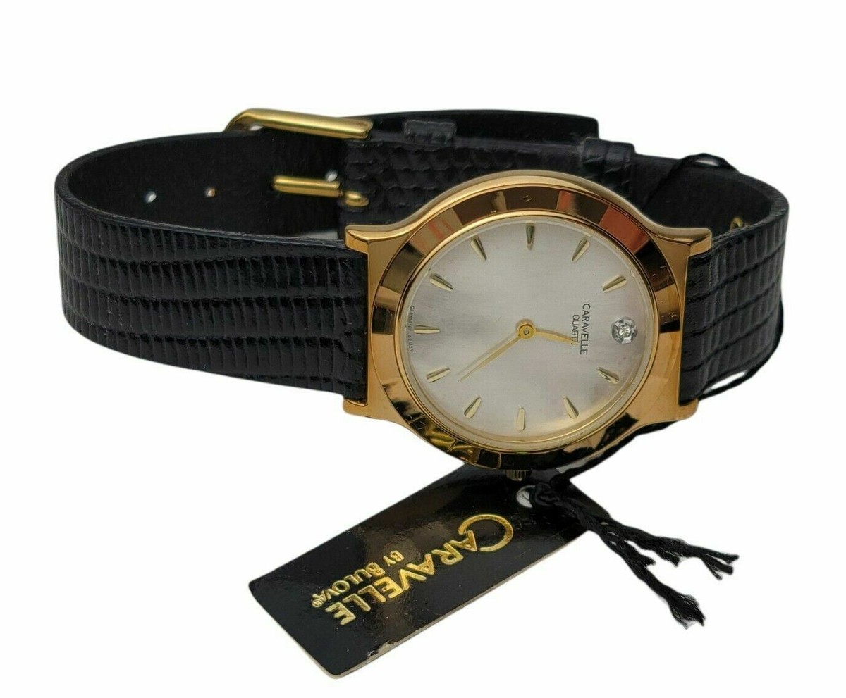 Vintage Caravelle By Bulova Women's Analog Quartz Wristwatch 42M25 Leather  Band