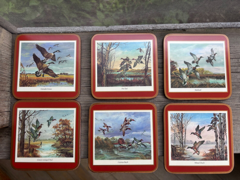WILDFOWL  TRADITIONAL ACRYL IC COASTERS (6)  by PIMPERNEL in UK -  VINTAGE