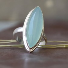 Natural Chalcedony Gemstone Ring,Statement Ring,925 Sterling Silver,Gift For HER