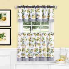 Lemons Complete Cafe Style Kitchen Curtain Tier & Valance Set - Assorted Sizes