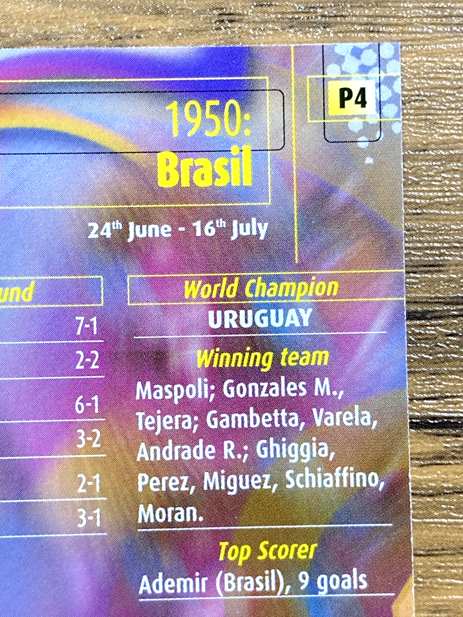 Panini 2002 World Cup Card Official Poster P4 1950 Brazil Japanese