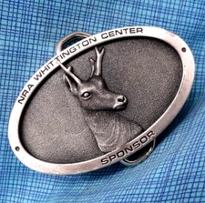 Pronghorn Antelope Dress Belt Buckle NRA Whittington Ctr Sponsor Vintage .TAZ331