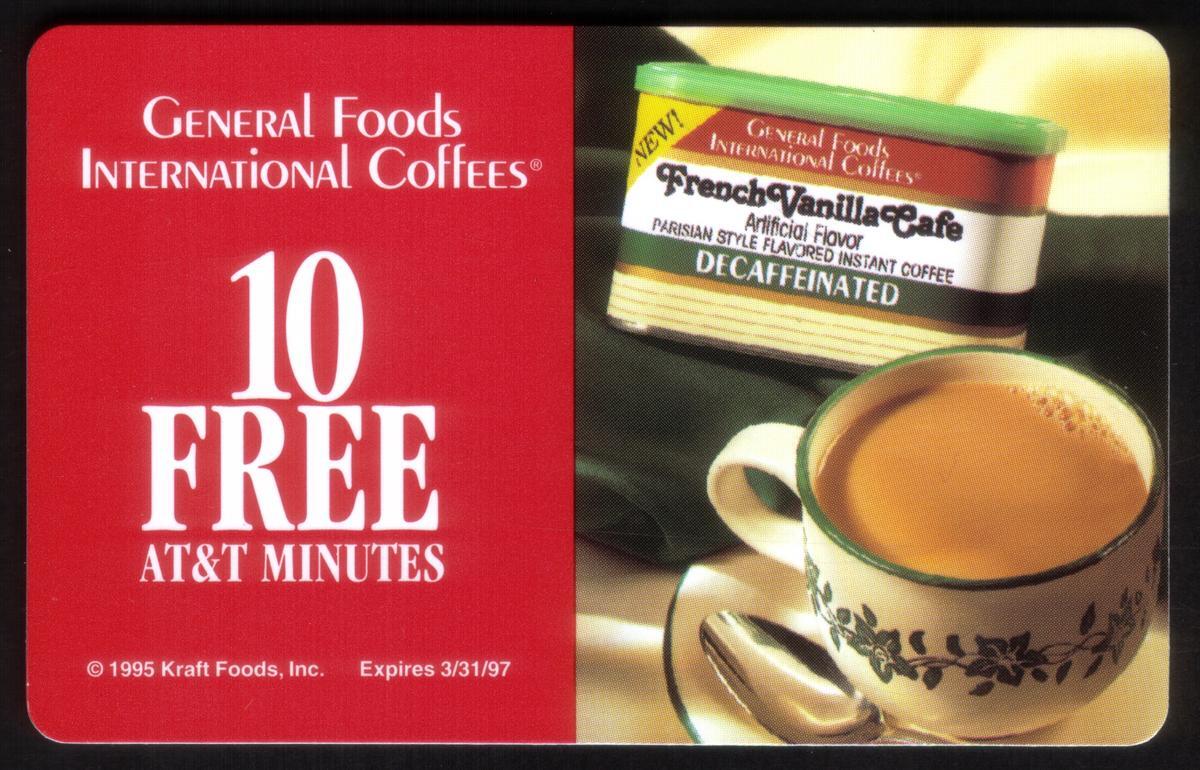 10m General Foods International Cafés Promo (Francés Vainilla) Teléfono Tarjeta