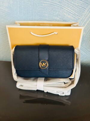michael kors tasche greenwich blau gold neu leder