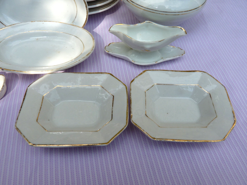 Antique Miniature Dinner Set Service Childs Gilt Trim Porcelain 33 pieces - Picture 11 of 24