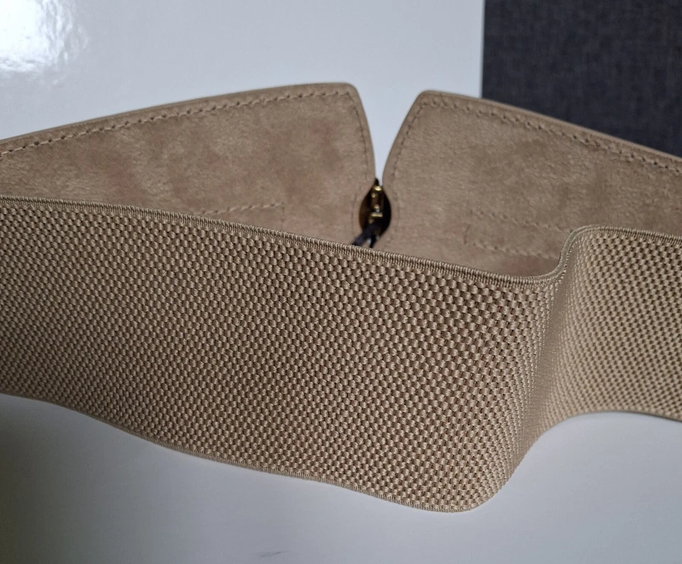 Grosse Ceinture Élastique Morgan De Toi Boucle Rings Beige Boucle Doré - Photo 3/3