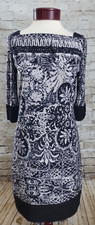 Adrianna Papell Dress Size 4 Black  Tan Paisley Career Formal V-neck Back