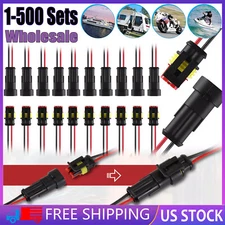 Waterproof Car 2 Pin Electrical Wire Cable Connector Plug 20 AWG Male Female Lot