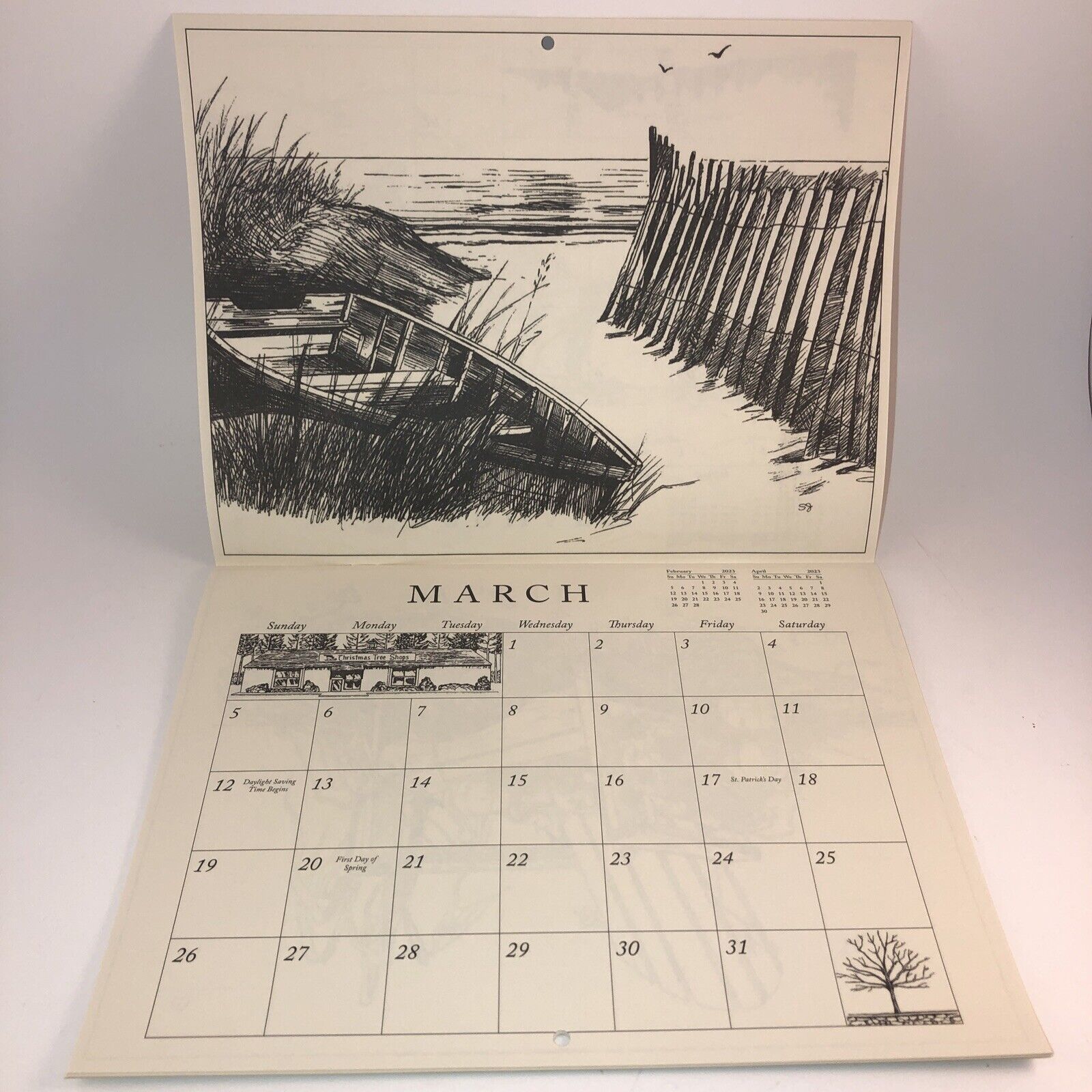 2023-and-2024-cape-cod-sketch-calendar-christmas-tree-shop-11-x-17-when-open-ebay