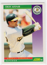 Troy Afenir 1992 Score Baseball Base Rookie Prospect #407 Oakland Athletics
