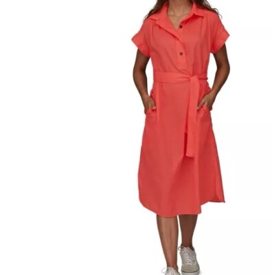 NWT Ladies Patagonia Crepe Open Weave Short Sleeve Knee Length Coral Dress,  XS | eBay