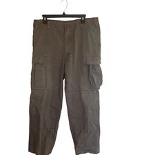 Mens Pants Size 34 Green Tactical Military Style Cargo Pockets Casual Cotton Mod