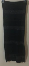 House of Harlow 1960 Ribbed Midi Pencil Stripes Skirt Black Sz S New