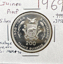 GUINEA 1969 200 Francs Guinees Silver Gem Proof JFK RFK