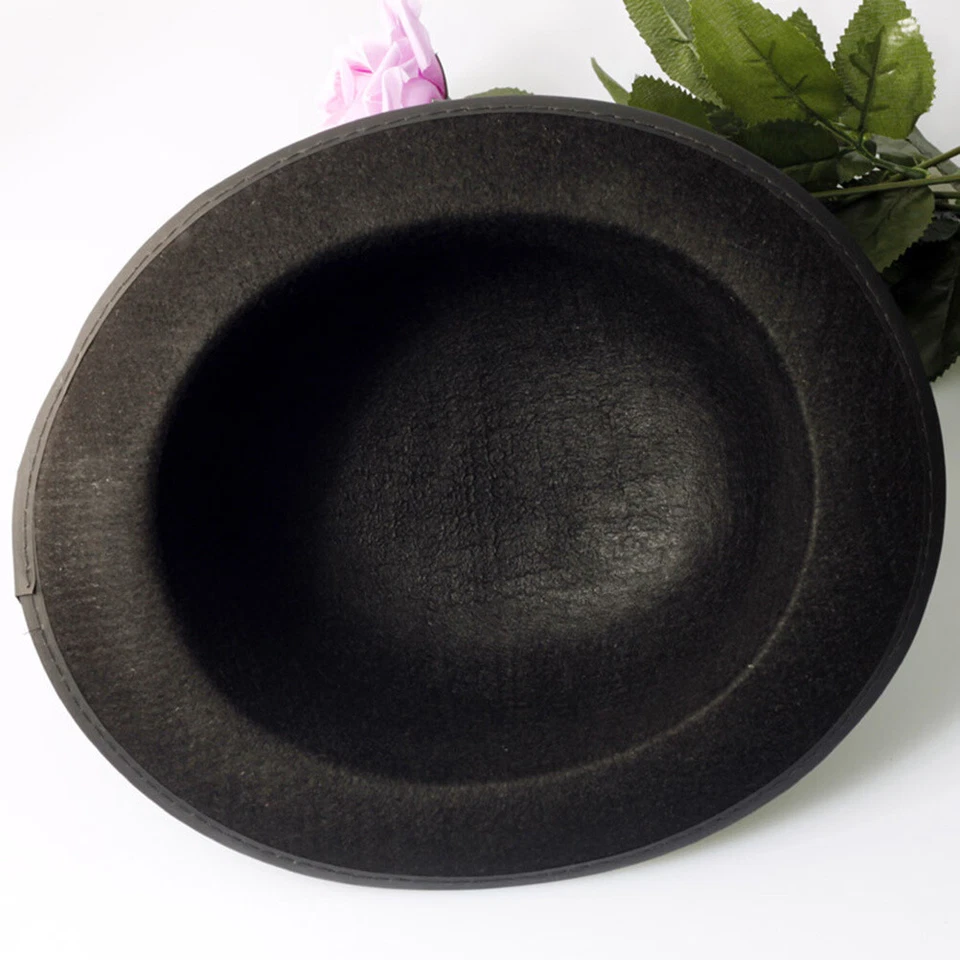 Black Bowler Derby Hat Lined Fedora Party Costume Hat Magician Hat - Image 2 of 4