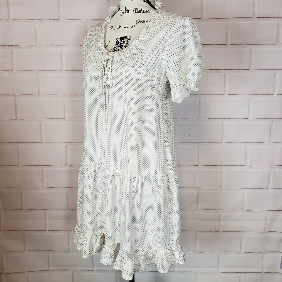 Hazel Anthropologie Women's Short Sleeve White Polka Dot Dress Size S - Imagem 3 de 4