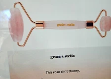 Rose Quartz Facial Massager Roller Grace & Stella New Stone of Love and Healing