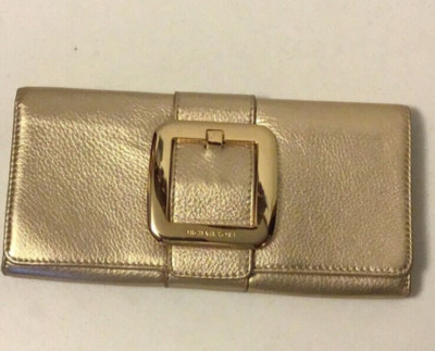 Michael Kors Leder Sutton Clutch Abendtasche Gold
