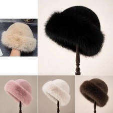 Chapeau Bonnet Femme Fausse Fourrure Beige Noir Rose Blanc Marron Foncé