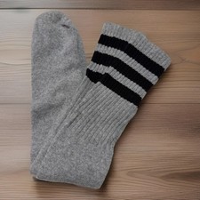 Vintage Tube Socks 20  Gray Black 1980s Acrylic Blend Striped Soft NOS 90s 10-13