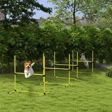 4 Piece Dog Agility Set with Adjustable Height Jump Bars, Yellow
