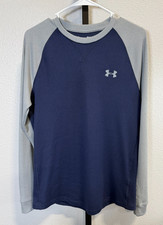 Under Armour Mens UA Waffle Thermal Crew Long Sleeve Shirt Midnight Navy Gray S