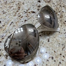 Vintage Guess Gold Aviator Womens Sunglasses Plastic Frame Brown Mirrored