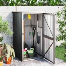 Galvanised Steel 1 Door Garden Tool Shed Outdoor Patio Storage Unit Sloped Roof