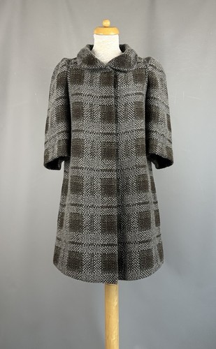 Marni, MARNI cappotto vintage check tweed con tasche e chiusura a bottone taglia IT 40 UK 8