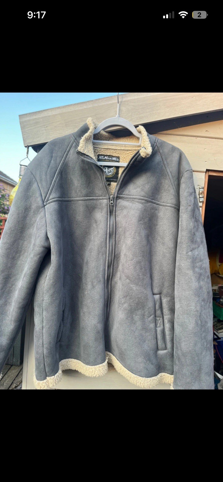 Atlas For Man Faux Suede Sheepskin Jacket